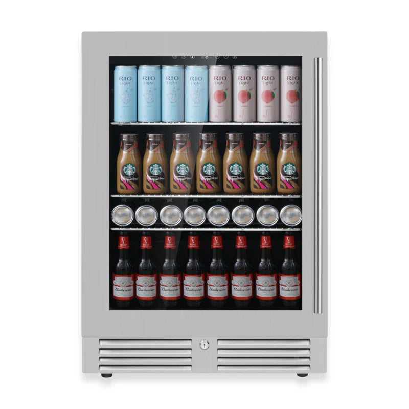 KingsBottle 24 Inch Under Counter LOW-E Glass Door Beer Fridge KBU145BX-FG LHH