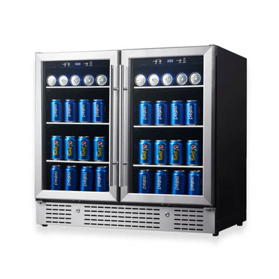 KingsBottle 36” Wide Under-Counter Dual Zone Beverage Cooler KBU190B2