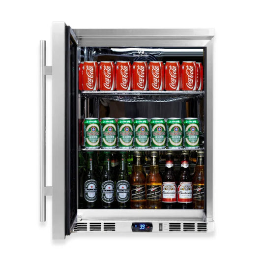 KingsBottle 24-Inch Outdoor Beverage Refrigerator with Solid Stainless Steel Door KBU55ASD