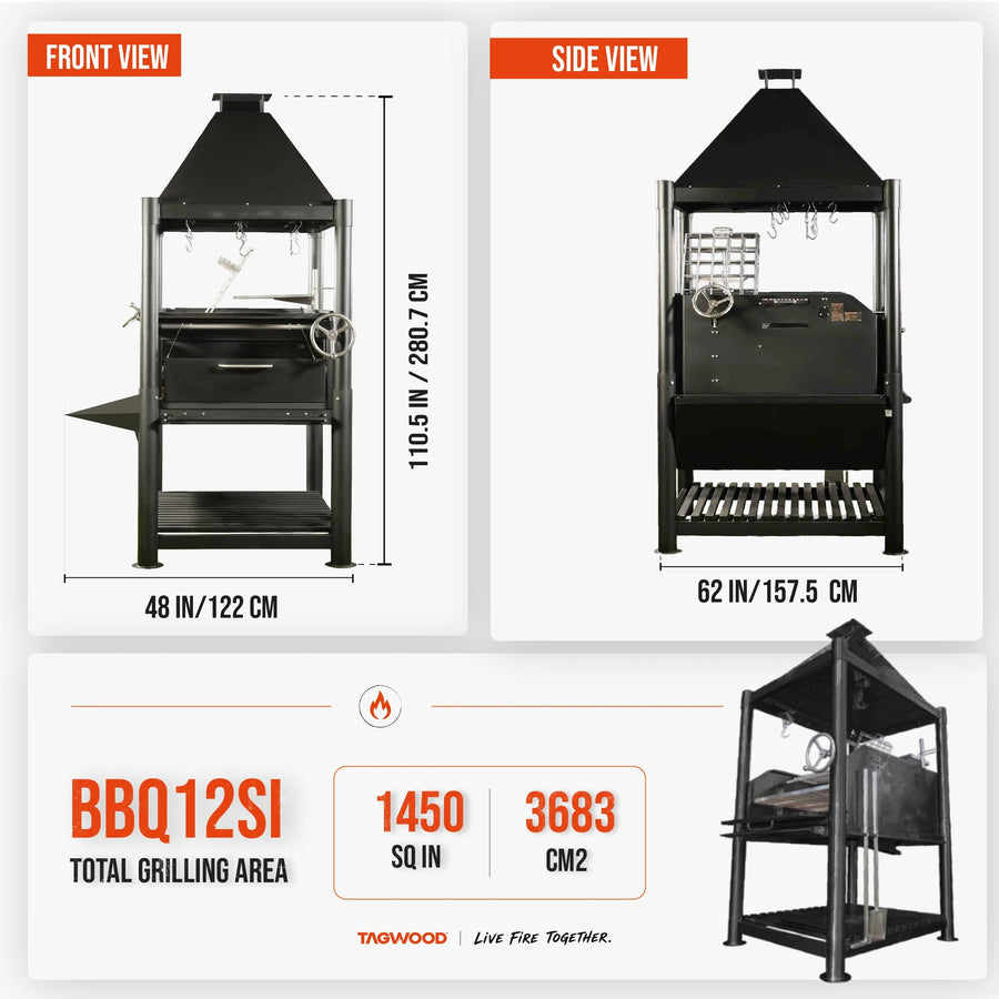 Tagwood BBQ BBQ12SI Beast XL 360 Open Fire Grill 06