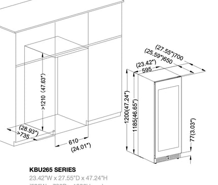 KingsBottle 389 Cans Capacity Upright Beverage Refrigerator With Low-E Glass Door KBU265BX