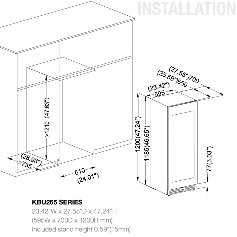 KingsBottle 389 Cans Capacity Upright Beverage Refrigerator With Low-E Glass Door KBU265BX