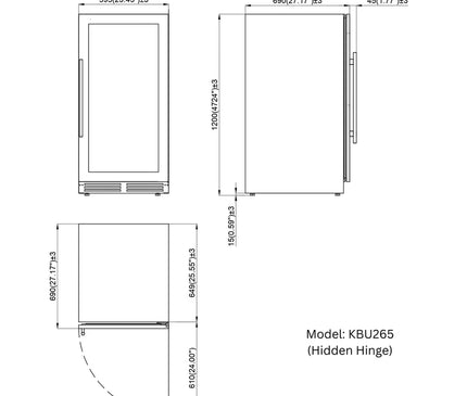 KingsBottle 389 Cans Capacity Upright Beverage Refrigerator With Low-E Glass Door KBU265BX