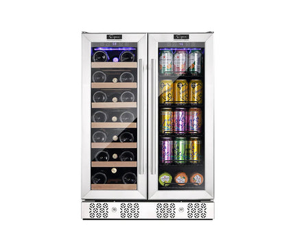 Empava 24 inch Dual Zone Wine and Beer Fridge Beverage Cooler EMPV-BR03D