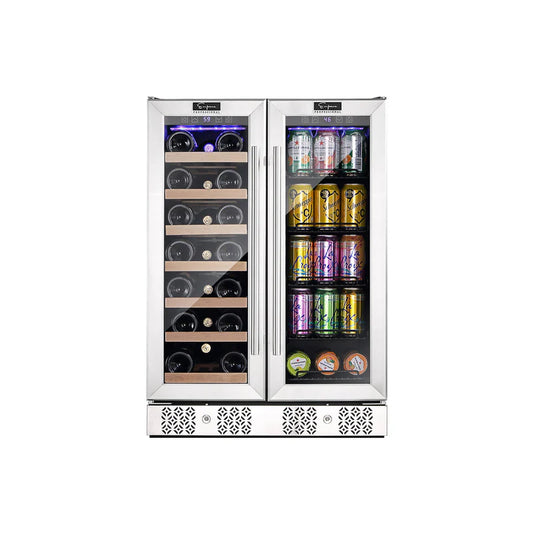 Empava 24 inch Dual Zone Wine and Beer Fridge Beverage Cooler EMPV-BR03D
