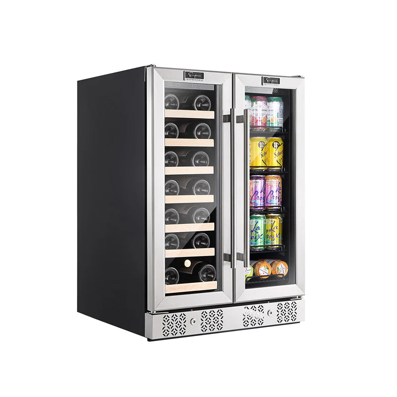 Empava 24 inch Dual Zone Wine and Beer Fridge Beverage Cooler EMPV-BR03D