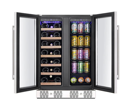 Empava 24 inch Dual Zone Wine and Beer Fridge Beverage Cooler EMPV-BR03D