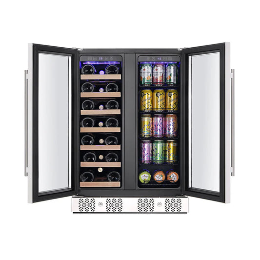 Empava 24 inch Dual Zone Wine and Beer Fridge Beverage Cooler EMPV-BR03D