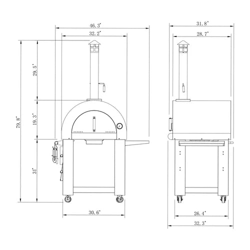 Empava Outdoor Wood Fired Pizza Oven With Side Table EMPV-PG05