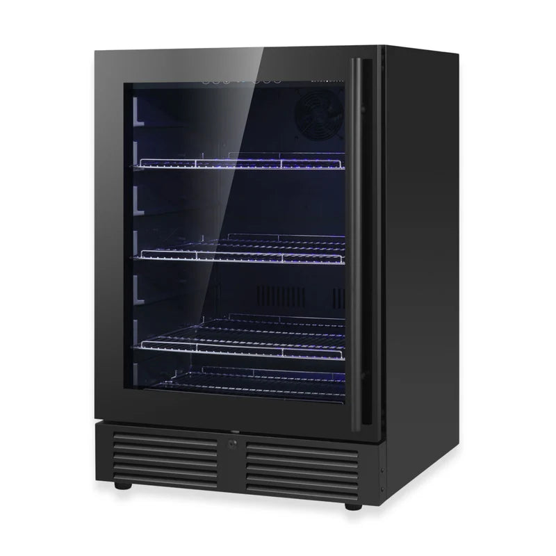 KingsBottle 24 Inch Under Counter LOW-E Glass Door Beer Fridge KBU145BX-FG LHH
