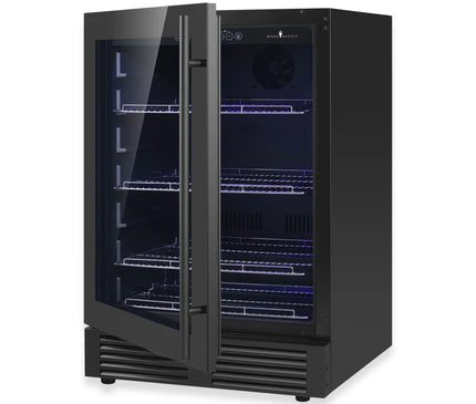 KingsBottle 24 Inch Under Counter LOW-E Glass Door Beer Fridge KBU145BX-FG LHH