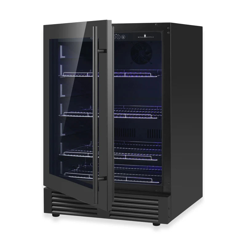 KingsBottle 24 Inch Under Counter LOW-E Glass Door Beer Fridge KBU145BX-FG LHH