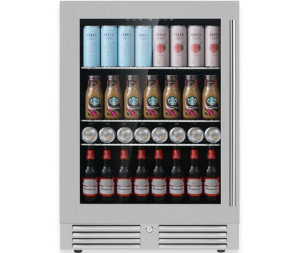 KingsBottle 24 Inch Under Counter LOW-E Glass Door Beer Fridge KBU145BX-FG LHH