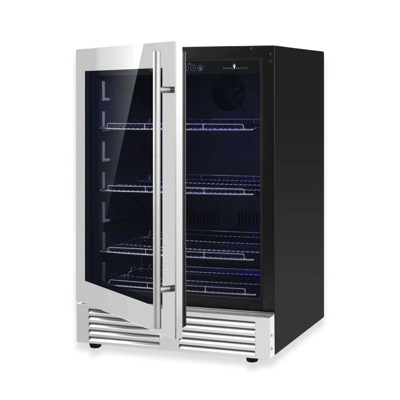 KingsBottle 24 Inch Under Counter LOW-E Glass Door Beer Fridge KBU145BX-FG LHH