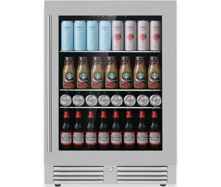 KingsBottle 24 Inch Under Counter LOW-E Glass Door Beer Fridge KBU145BX-FG LHH