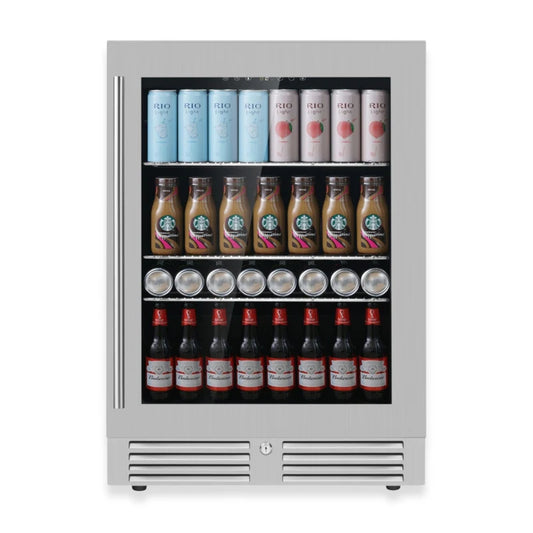 KingsBottle 24 Inch Under Counter LOW-E Glass Door Beer Fridge KBU145BX-FG LHH