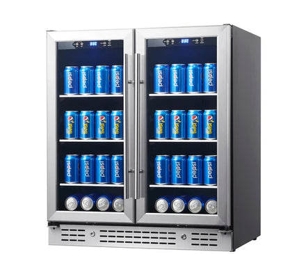 Kings Bottle 30-inch Wide Undercounter Beverage Fridge with Low-E Glass Door KBU165B2