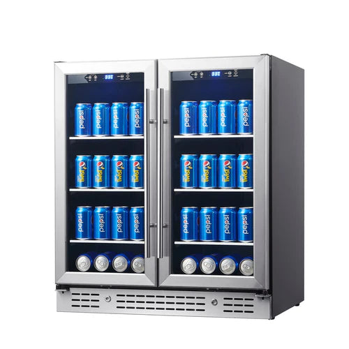 Kings Bottle 30-inch Wide Undercounter Beverage Fridge with Low-E Glass Door KBU165B2