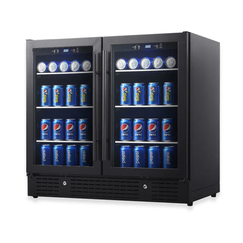 KingsBottle 36” Wide Under-Counter Dual Zone Beverage Cooler KBU190B2