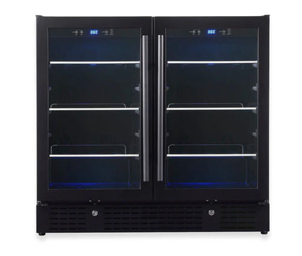 KingsBottle 36” Wide Under-Counter Dual Zone Beverage Cooler KBU190B2