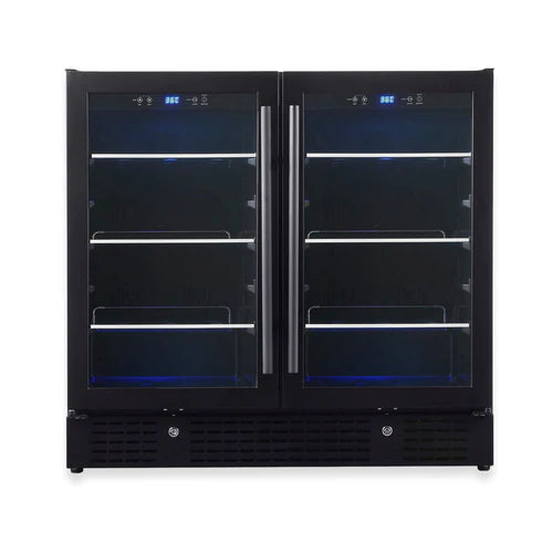 KingsBottle 36” Wide Under-Counter Dual Zone Beverage Cooler KBU190B2