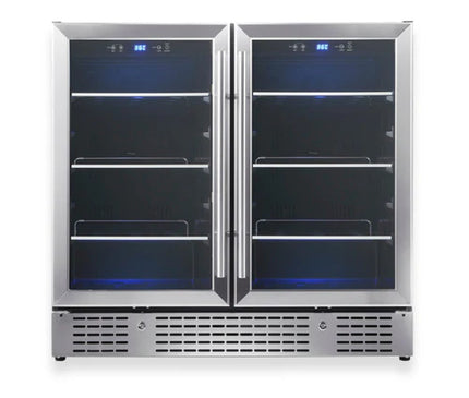 KingsBottle 36” Wide Under-Counter Dual Zone Beverage Cooler KBU190B2