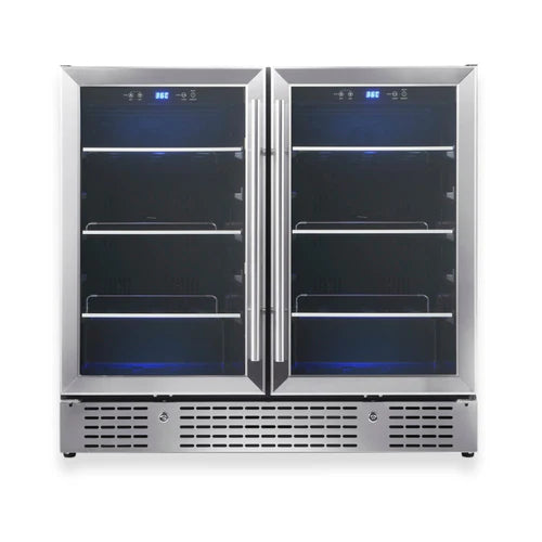 KingsBottle 36” Wide Under-Counter Dual Zone Beverage Cooler KBU190B2