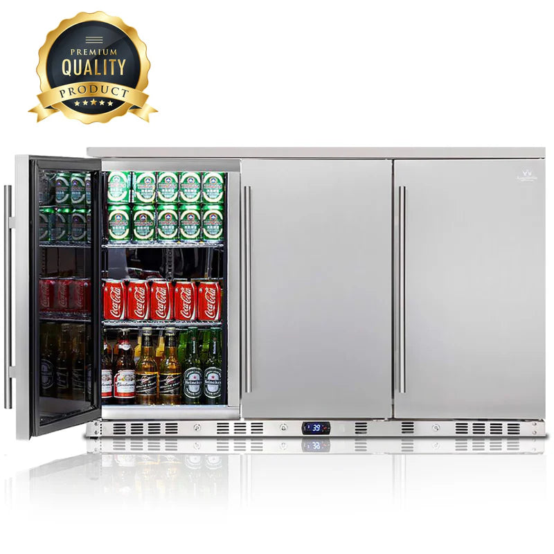 KingsBottle 53 Inch Solid 3-Door Outdoor Beverage Drinks Cooler KBU328ASD