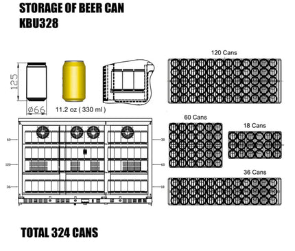 KingsBottle 53 Inch Solid 3-Door Outdoor Beverage Drinks Cooler KBU328ASD