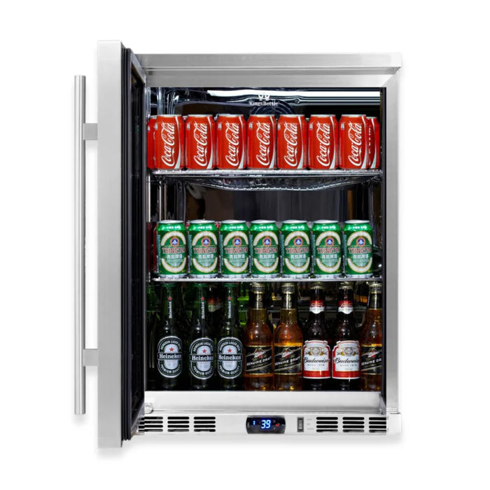 KingsBottle 24-Inch Outdoor Beverage Refrigerator with Solid Stainless Steel Door KBU55ASD