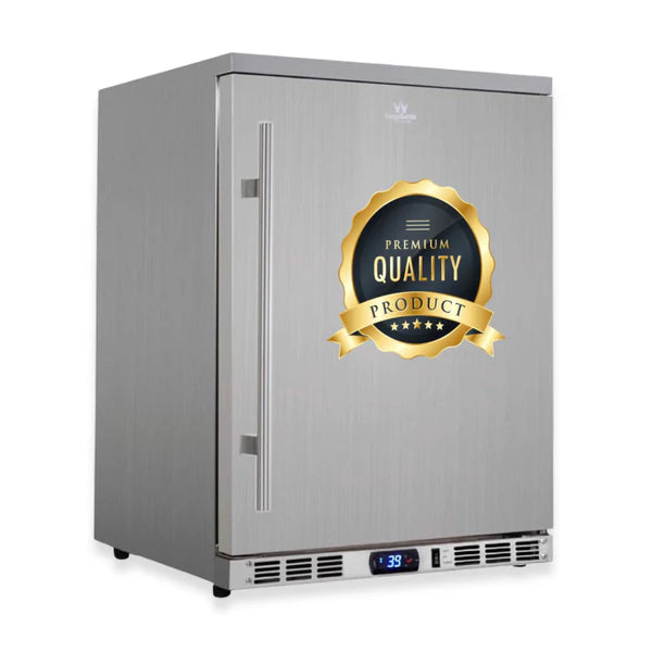 KingsBottle 24-Inch Outdoor Beverage Refrigerator with Solid Stainless Steel Door KBU55ASD