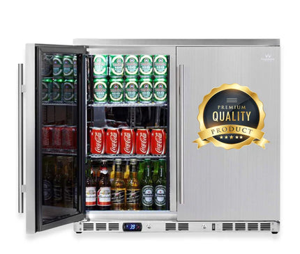 KingsBottle 36 Inch Outdoor Beverage Refrigerator 2 Door For Home KBU56ASD