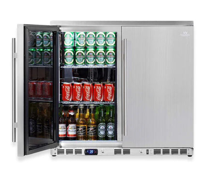 KingsBottle 36 Inch Outdoor Beverage Refrigerator 2 Door For Home KBU56ASD