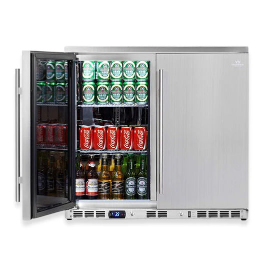 KingsBottle 36 Inch Outdoor Beverage Refrigerator 2 Door For Home KBU56ASD