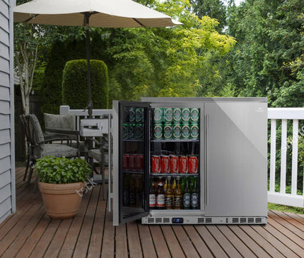 KingsBottle 36 Inch Outdoor Beverage Refrigerator 2 Door For Home KBU56ASD