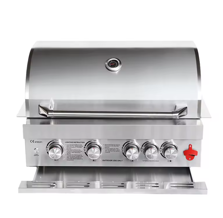 Outdoor Kitchen Stainless Steel Drop in 32 Inch Gas 4 Burners With Infrared Rear Burner BBQ Grill for Party
