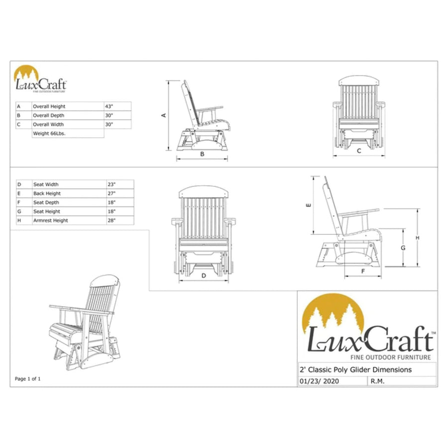 LuxCraft 2' Classic Highback Glider Chair 2CPG 01
