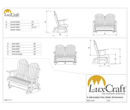 LuxCraft 4' Adirondack Glider Chair 4APG 01