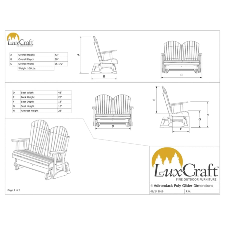 LuxCraft 4' Adirondack Glider Chair 4APG 01